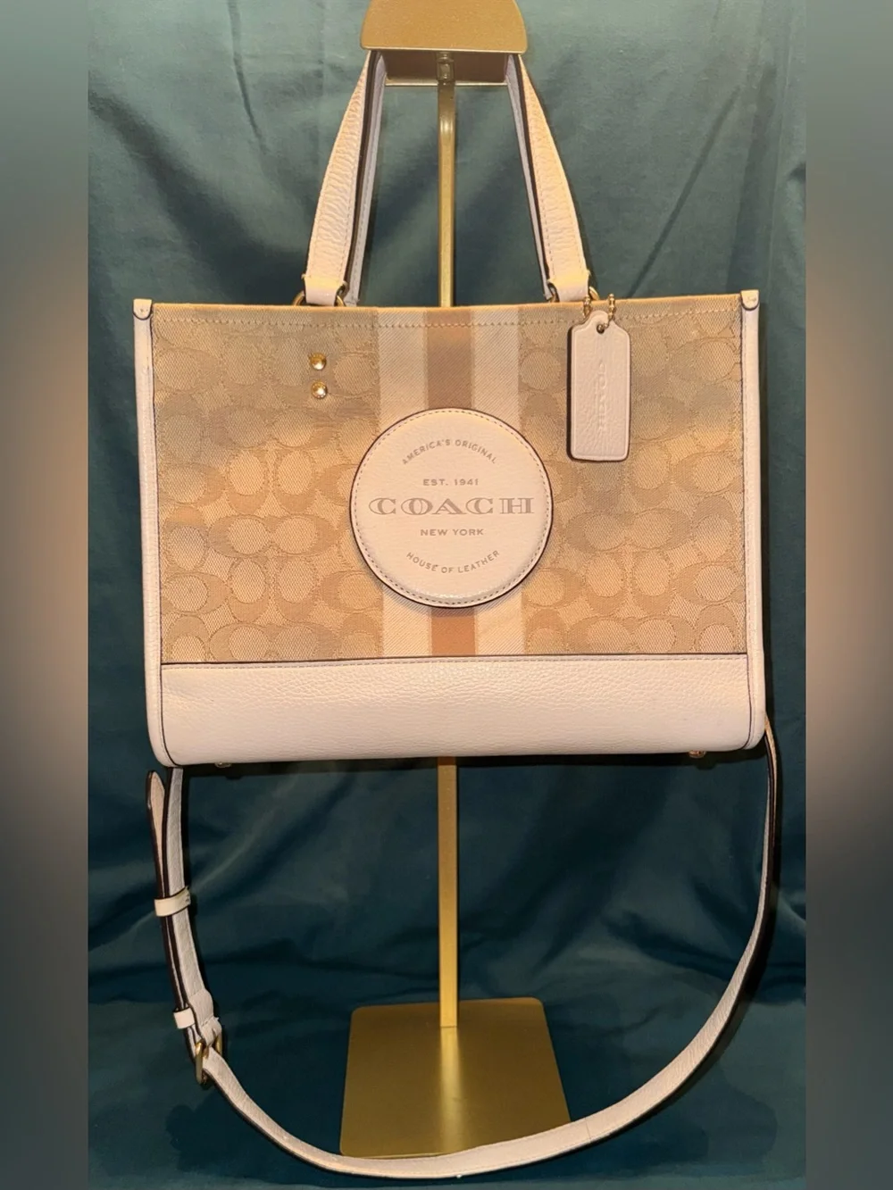 Coach Dempsey Carryall in Signature Jacquard with Stripe and Coach Patch